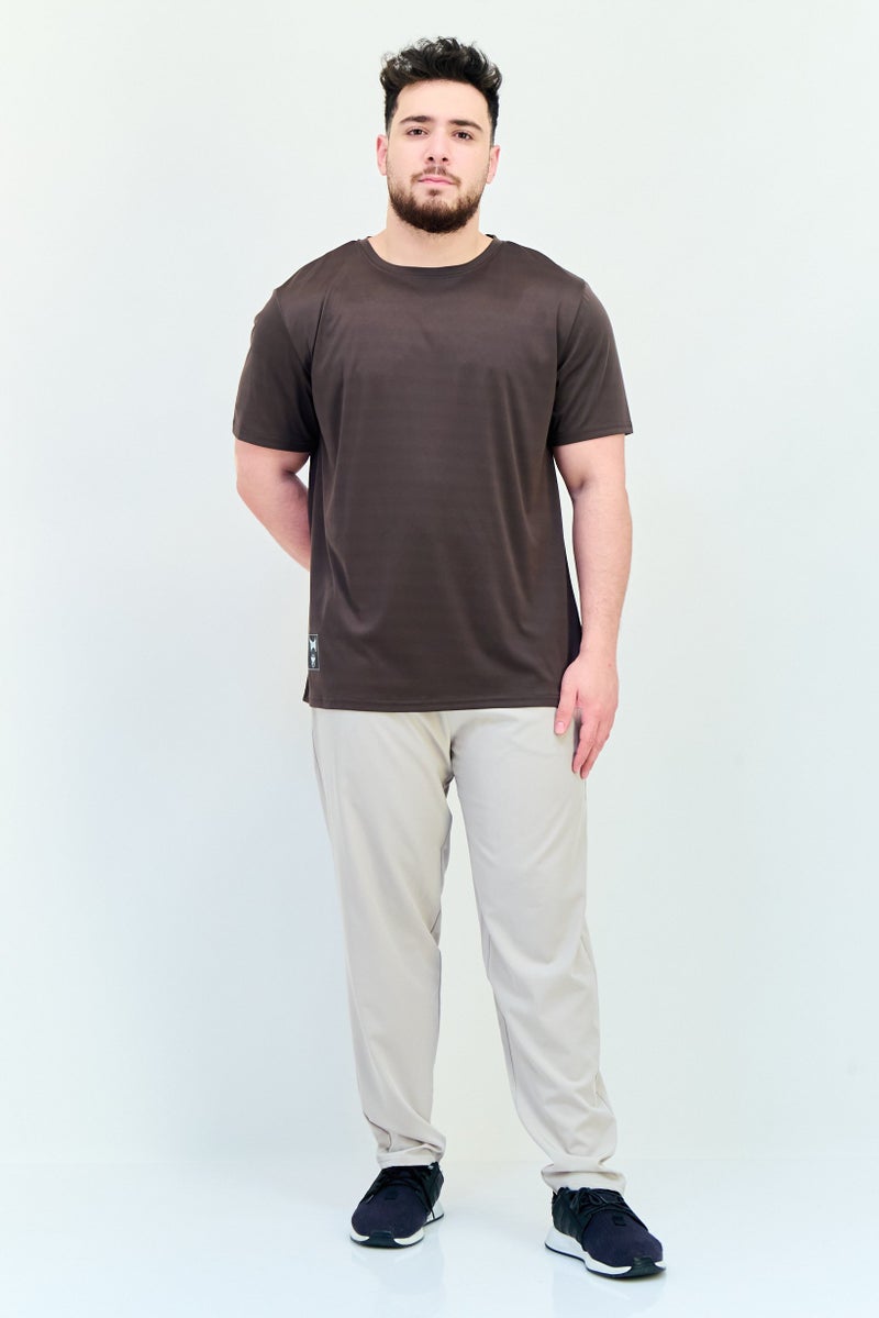 TapouT Men Sportswear Fit Short Sleeves Running T-Shirt, Dark Brown - Image 4