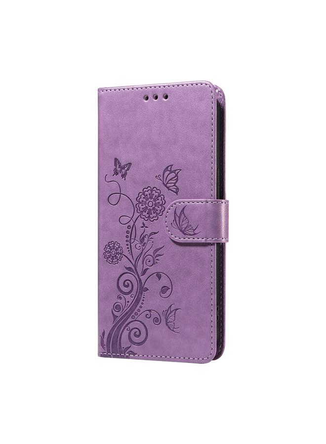 اس-توب جراب هاتف Realme C55 من الجلد المنقوش بزهور الفراشة - Image 2