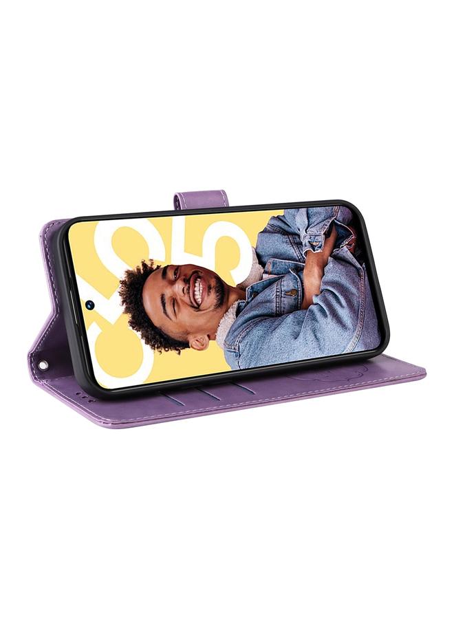 اس-توب جراب هاتف Realme C55 من الجلد المنقوش بزهور الفراشة - Image 5