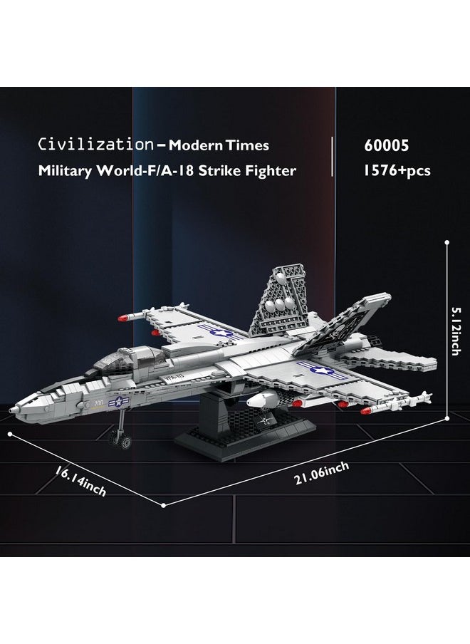 JMBricklayer JMBricklayer Military Fighter Jet Building Set 60005, F/A-18 Strike Fighter Airplane Toys, Home Collectible or Display, Jet Plane Toys Gifts for Kid, Adults and Military Fans  - Image 3