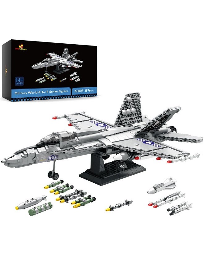 JMBricklayer JMBricklayer Military Fighter Jet Building Set 60005, F/A-18 Strike Fighter Airplane Toys, Home Collectible or Display, Jet Plane Toys Gifts for Kid, Adults and Military Fans  - Image 1