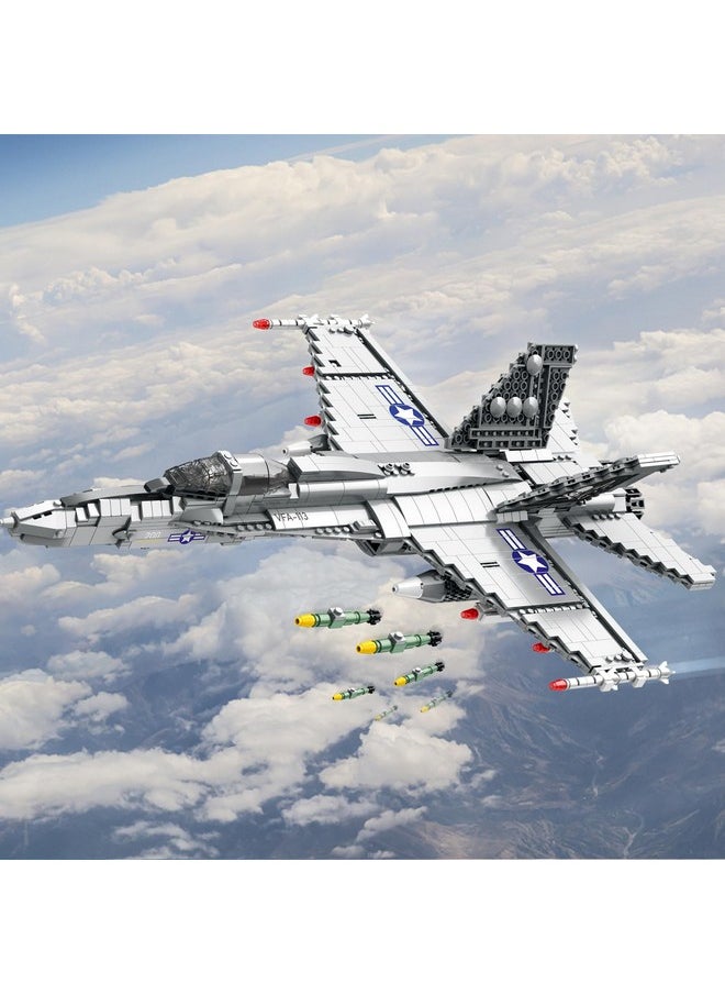 JMBricklayer JMBricklayer Military Fighter Jet Building Set 60005, F/A-18 Strike Fighter Airplane Toys, Home Collectible or Display, Jet Plane Toys Gifts for Kid, Adults and Military Fans  - Image 2