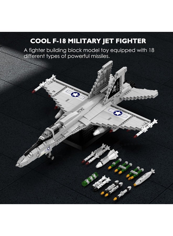 JMBricklayer JMBricklayer Military Fighter Jet Building Set 60005, F/A-18 Strike Fighter Airplane Toys, Home Collectible or Display, Jet Plane Toys Gifts for Kid, Adults and Military Fans  - Image 5