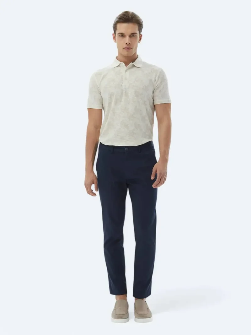 كيب بنطال قطني مخلوط، أزرق داكن، بقصة عادية