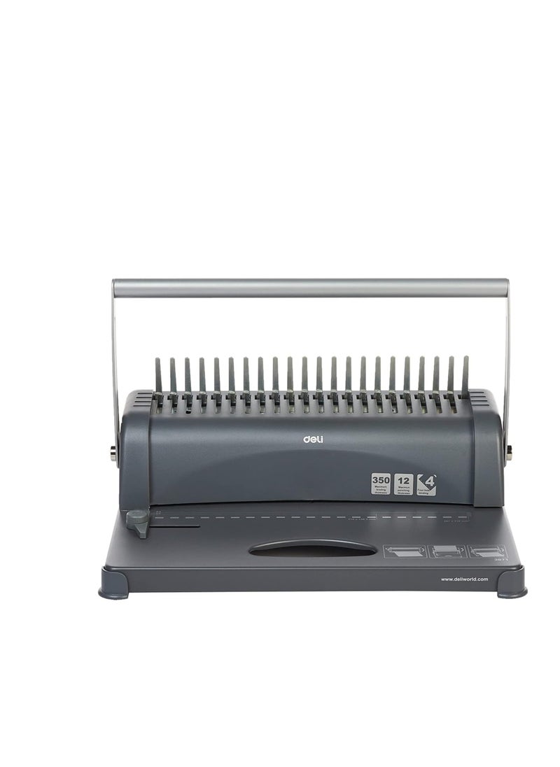 Deli ماكينة تجليد Deli 3871 ذات 21 فتحة، 350 ورقة - رمادية  - Image 3