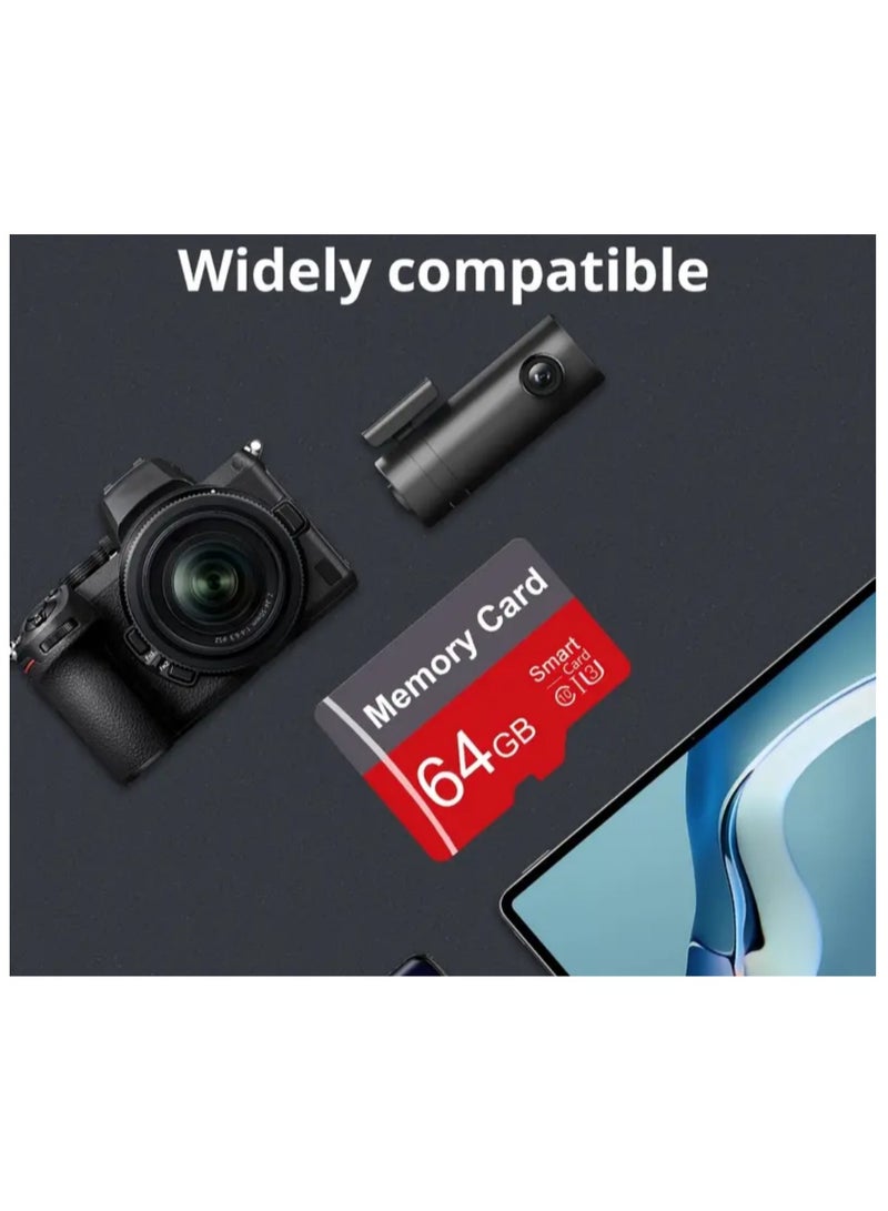 High Speed Flash TF Memory Card With Adaptor 64GB Ideal For Tablets ,Cameras,Phones,Laptops,PC,Car Audio, Game Consoles - Image 2