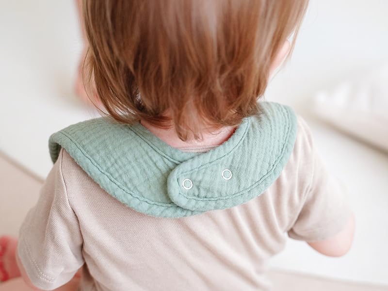 MairMore 8-Pack Baby Muslin Bibs, Soft Cotton Drool Bibs for Boys Girls, Adjustable and Absorbent Newborn Bib Set for Feeding and Drooling - Image 5