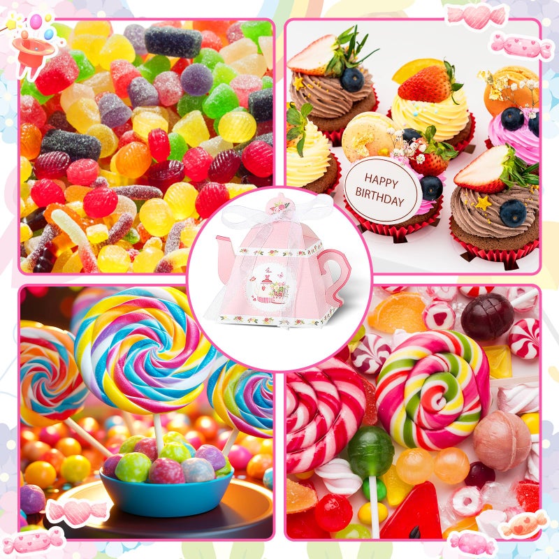 Lemecima 48 Pcs Tea Party Favor Boxes Vintage Floral Teapot Box Flower Tea Party Gift Boxes Teapot Candy Box Tea Party Decorations for Tea Time Garden Wedding - Image 4