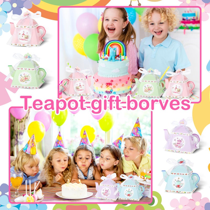 Lemecima 48 Pcs Tea Party Favor Boxes Vintage Floral Teapot Box Flower Tea Party Gift Boxes Teapot Candy Box Tea Party Decorations for Tea Time Garden Wedding - Image 3