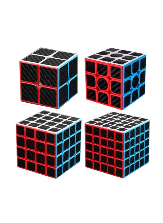 Magic Dragon 2345 Rank Rubik's Cube Special-Shaped Combination Set Entry-Level Carbon Fiber Macaron Color Competition Rubik's Cube-Color:Carbon Fiber 2345 Suit  - Image 1