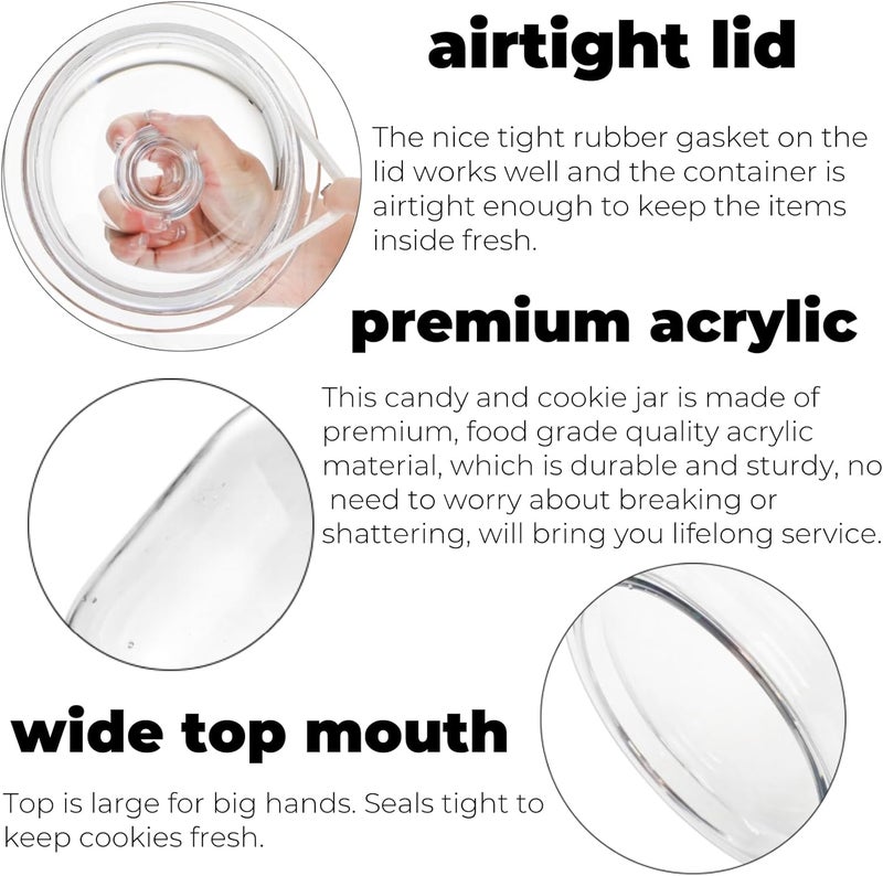 Goaste 135oz Acrylic Cookie Jar with Lid, Airtight Candy Jar Unbreakable, Clear Plastic Apothecary Jar with Silicone Sealing Ring for Dog Treats, Snack, Nuts, Chocolate, Sugar, Herbs, Spices, Cereals - Image 4
