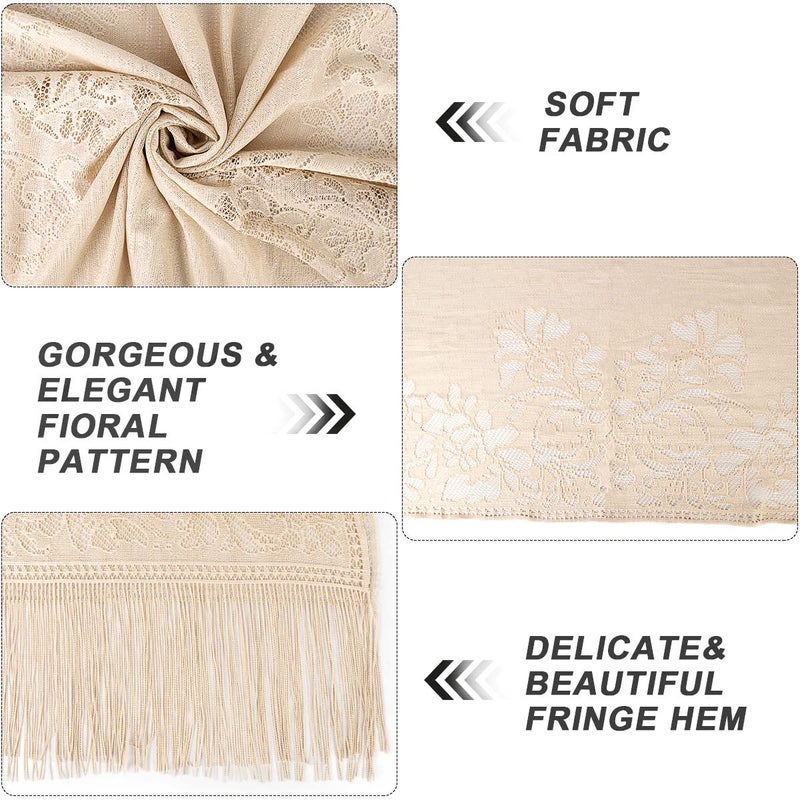 Ladiery Women's Floral Lace Scarf Shawl with Tassels, Soft Mesh Fringe Wraps for Wedding Evening Party Dresses - Image 5