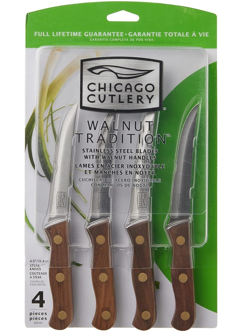 Chicago Cutlery Chicago Cutlery B144 4pc Walnut Tradition Steak Knife Set  - Image 1