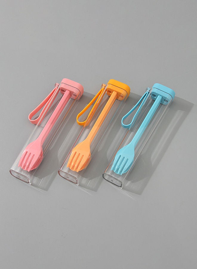 NIBEMINENT Portable Cutlery Fork And Spoon Set With Rectangular Storage Case Multicolour - Image 1