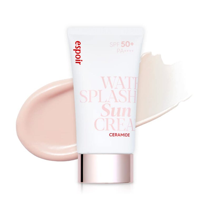 Espoir Espoir Water Splash Sun Cream Ceramide 2 oz  Moisturizing Barrier with CeramideNP Peptide  Tinted Sun Block  Excellent Coverage  Substitute Sunscreen for BB Cream  Korean Base Makeup 