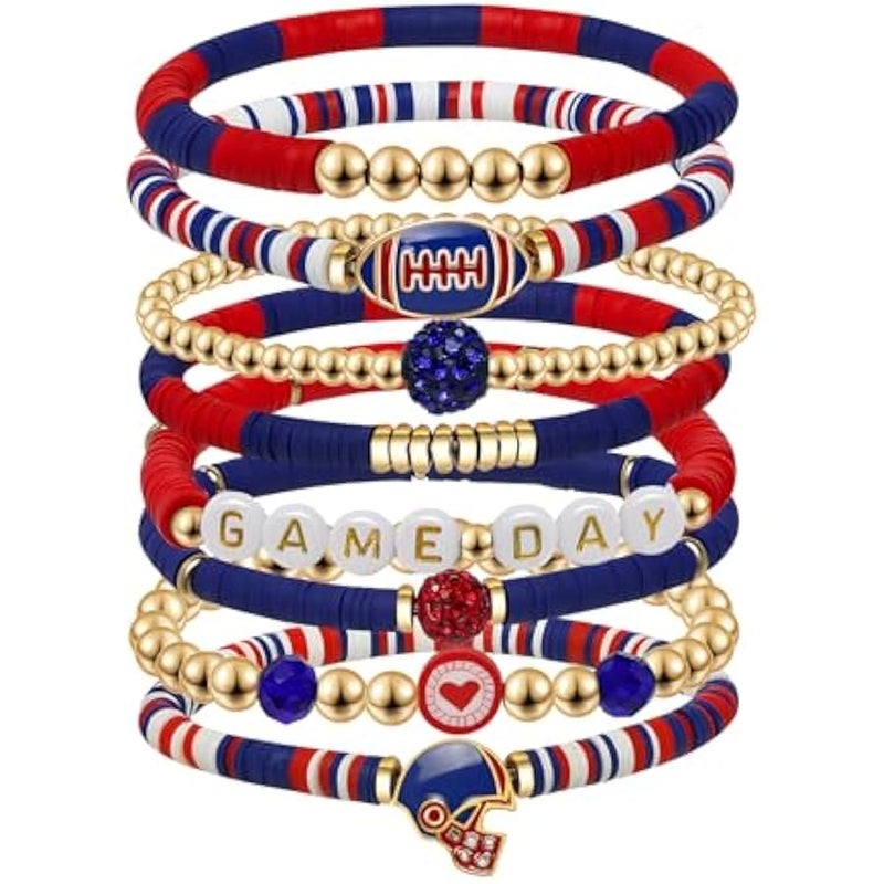 Game Day Football Charm Bracelet: Stackable Sports Jewelry for Moms & Dads - Perfect for Football Fans - Image 1