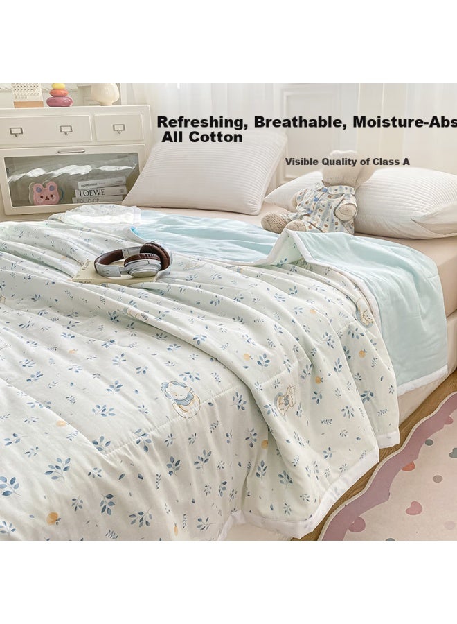 Air-Conditioned Quilt A Class Washable Double-Layer Gauze Pure Cotton Double Summer Quilt Core 200*230Cm Cat - Image 1