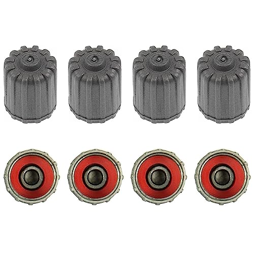 TPMSCENTER 8 Pack Gray Plastic Tire Valve Stem Caps for Tesla OEM Valves with Rubber Seal, Short Replacement Valve Caps, Universal Air Valve Stem Covers for Car Motorcycle Bike - Image 1