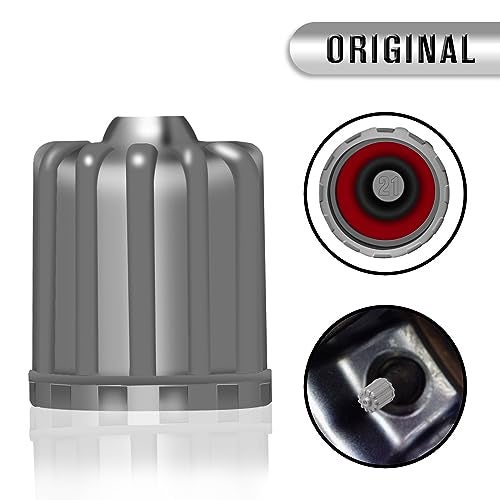 TPMSCENTER 8 Pack Gray Plastic Tire Valve Stem Caps for Tesla OEM Valves with Rubber Seal, Short Replacement Valve Caps, Universal Air Valve Stem Covers for Car Motorcycle Bike - Image 2