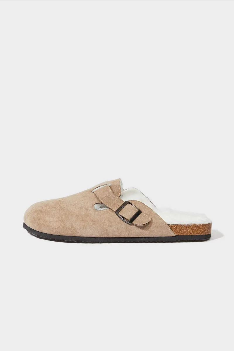 Defacto  Man Flat Sole Faux Leather Home Slippers for Men | Best Price UAE