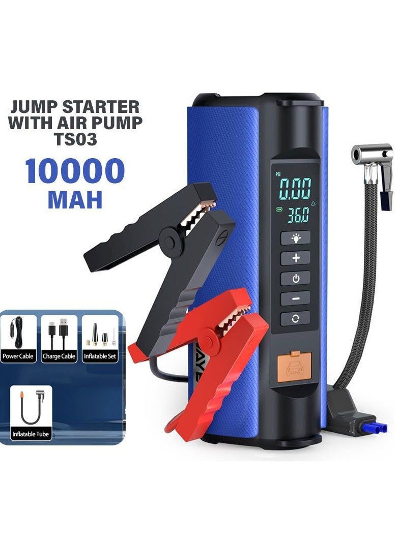 Generic 10000mAh Jump Starter with Air Pump, Digital Display, Portable Car Battery Booster and Tire Inflator, Multi-Function Emergency Tool  - Image 1