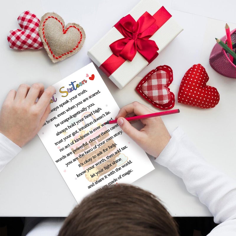 MQMRYeto Sweet 16th Birthday Card Gifts for Women Men or Girl, Lovely 16 Year Old Greeting Card for Him Her, Happy Sixteen Birthday Gifts Idea for Son Daughter or Granddaughter Grandson - Image 3
