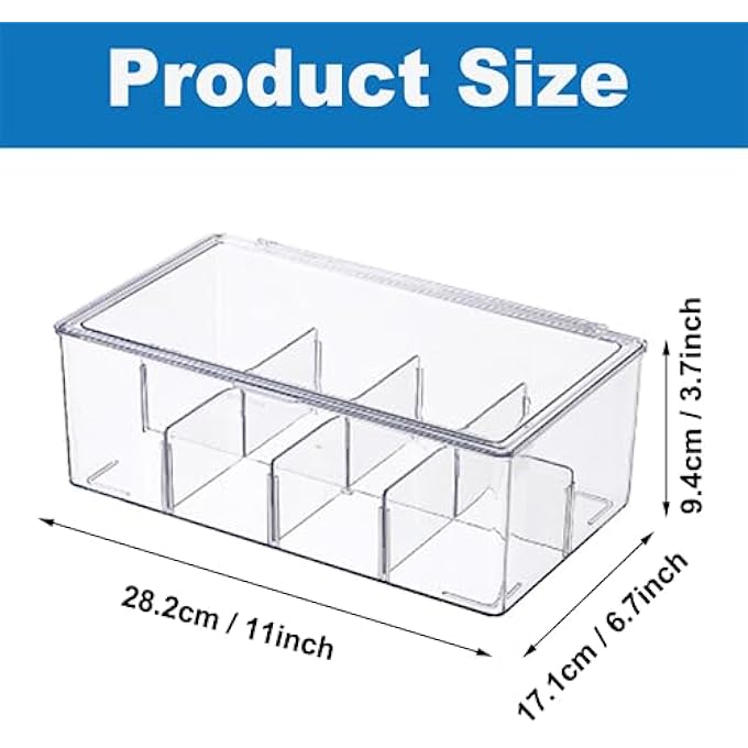 Antole Tea Bag Holder Clear Stackable Tea Bag Organizer With LidFood Storage Organizer Bins Box For Pantry Cabinets CountertopsContainer Holds Beverage Bags PodsCoffee Sugar Packets 1 Pack - Image 3