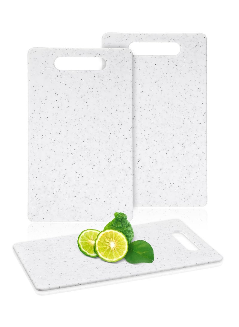 SYOSI Plastic Utility Cutting Board with Handles, Food Safe PP Material, Dishwasher Safe, Thick Chopping Board, Large Size, Easy Grip Handle, for Kitchen White 3 Pcs - Image 1