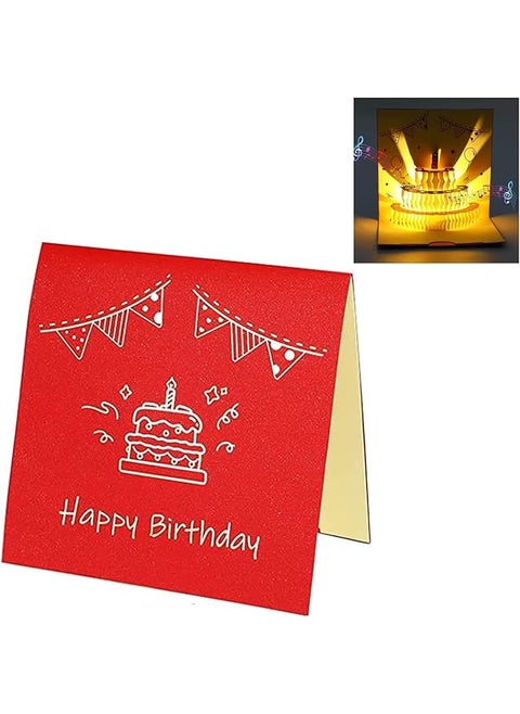 3D Cake Birthday Card With Warm Colorful Led Light Warm Gift For Mothers Sisters Friends
