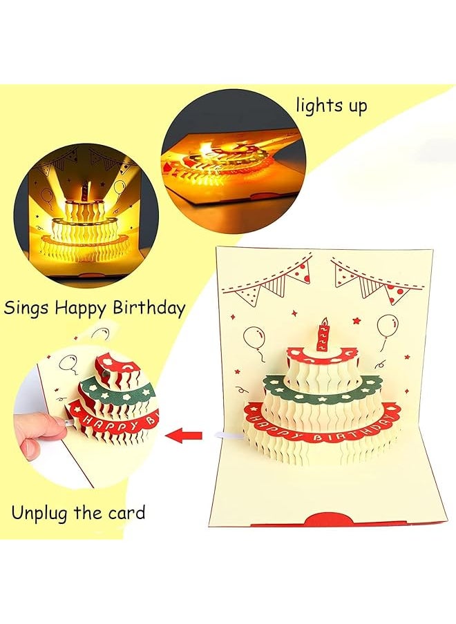 erorex - 3D Cake Birthday Card With Warm Colorful Led Light Warm Gift For Mothers Sisters Friends - Image 1