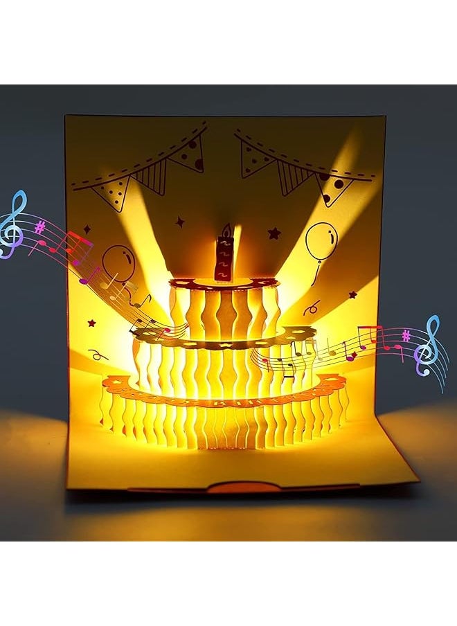 erorex - 3D Cake Birthday Card With Warm Colorful Led Light Warm Gift For Mothers Sisters Friends - Image 1