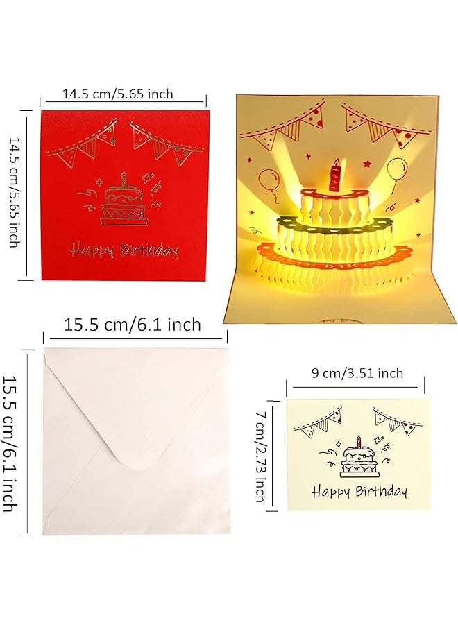 erorex - 3D Cake Birthday Card With Warm Colorful Led Light Warm Gift For Mothers Sisters Friends - Image 1