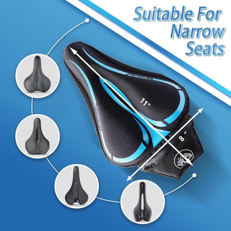YLG Bike Seat Cover, Memory Foam & Gel Bike Seat Cushion Cover for Men & Women, Comfortable Bicycle Seat Cover for Peloton/Fixed/Cruiser/Indoor/Outdoor Bike seat with Waterproof Cover - Image 2