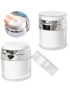 Mmmon 2 Pcs Airless Pump Jar Travel Cream Container Bottle Protable Lotion Push Down Pump Dispenser Airless Pump Bottles 1.7oz  - Image 1