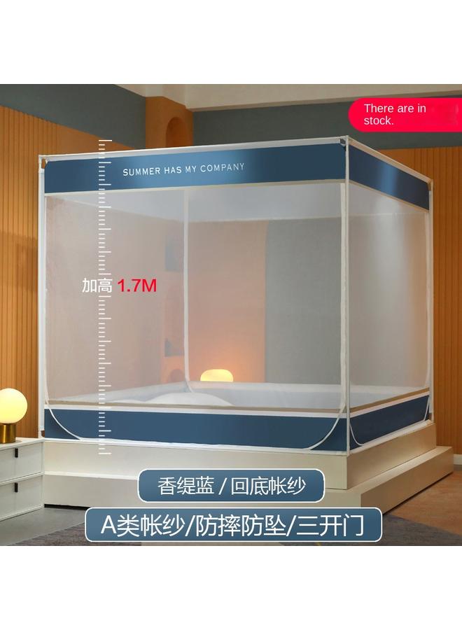 Bluejw 2022 Bed-style Square Top Anti-drop Mosquito Net Wholesale Three-door Zipper Seat Bed Tone Household Children's Anti-drop Text Tone - Image 1