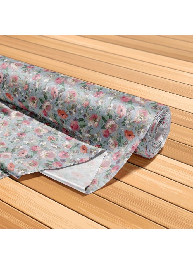 فيلاتو Ø¬Ù„Ø§Ø¨ÙŠØ© Ù…Ø®ÙˆÙŠØ± Ø¨ØªØµÙ…ÙŠÙ… Ø²Ù‡ÙˆØ± ÙˆØ±Ø¯ÙŠØ© Ø®Ø¶Ø±Ø§Ø¡ Ù…Ù† Ù‚Ù…Ø§Ø´ Ø­Ø±ÙŠØ± Ø§Ù„Ù„ÙŠÙ„ Ø¹Ø±Ø§Ù…Ù†ÙŠ Ø¨Ø§Ù„ÙŠØ§Ø±Ø¯Ø©ØŒ Ø¹Ø±Ø¶ 58 Ø¨ÙˆØµØ© - Image 5