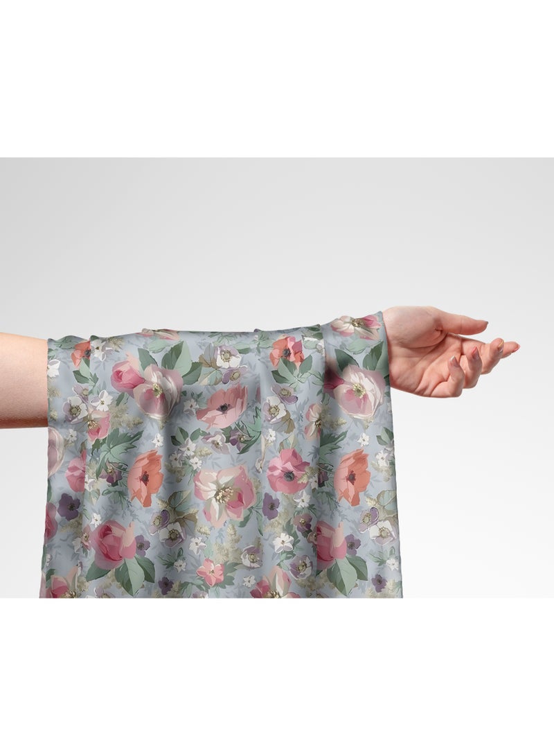 فيلاتو Ø¬Ù„Ø§Ø¨ÙŠØ© Ù…Ø®ÙˆÙŠØ± Ø¨ØªØµÙ…ÙŠÙ… Ø²Ù‡ÙˆØ± ÙˆØ±Ø¯ÙŠØ© Ø®Ø¶Ø±Ø§Ø¡ Ù…Ù† Ù‚Ù…Ø§Ø´ Ø­Ø±ÙŠØ± Ø§Ù„Ù„ÙŠÙ„ Ø¹Ø±Ø§Ù…Ù†ÙŠ Ø¨Ø§Ù„ÙŠØ§Ø±Ø¯Ø©ØŒ Ø¹Ø±Ø¶ 58 Ø¨ÙˆØµØ© - Image 1