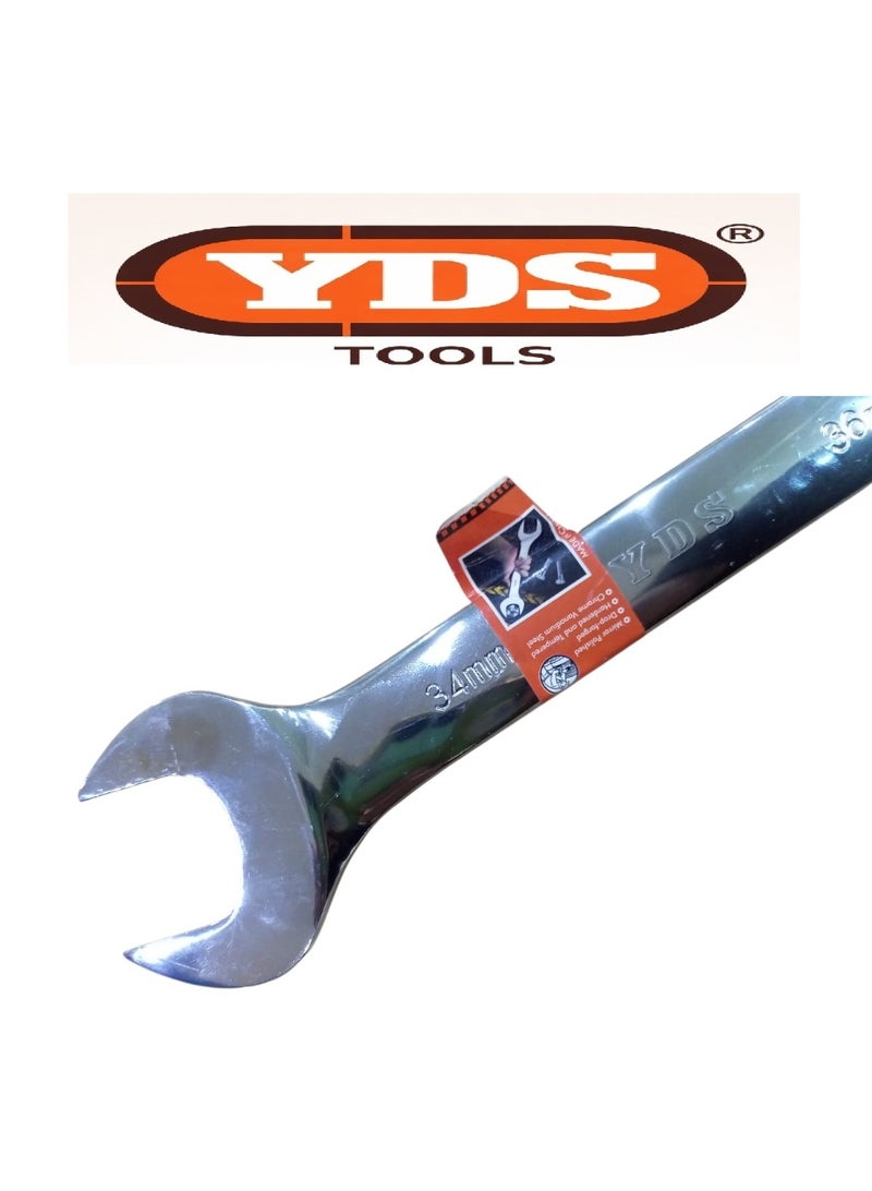 YDS Tools Double Open End Spanner 34 × 36mm – Model 10006137 – 830g Weight – Polished Chrome Steel Wrench for Heavy-Duty Industrial Use - Image 2