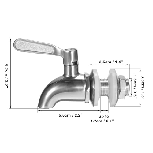 BTSKY 2 Pack Stainless Steel Beverage Dispenser Replacement Spigot Fits 16mm（5/8 inch）Opening - No Lead Dispenser Replacement Faucet, Polished Finish - Image 5