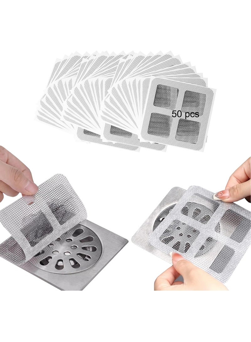 50 PCS Floor Sewage Sticker,Disposable Drainage Convenient Collector, Anti-Blocking Anti-Insect Filter Debris Paste Fiber Sticker, Sewage Filter Screen, Bathroom, Laundry, Bathtub, Kitchen, Sink - Image 1