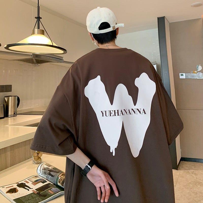 Short-Sleeved T-Shirt Men'S Heavy Cotton 200G American Retro Plus Size Loose Half-Sleeved T-Shirt For Students - Image 2