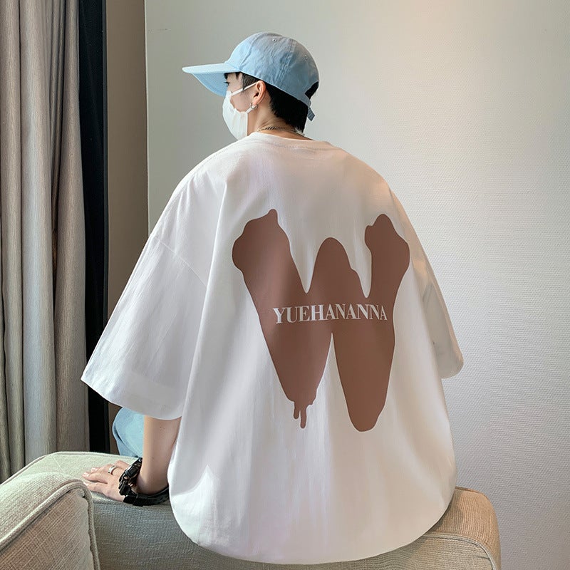 Short-Sleeved T-Shirt Men'S Heavy Cotton 200G American Retro Plus Size Loose Half-Sleeved T-Shirt For Students - Image 5