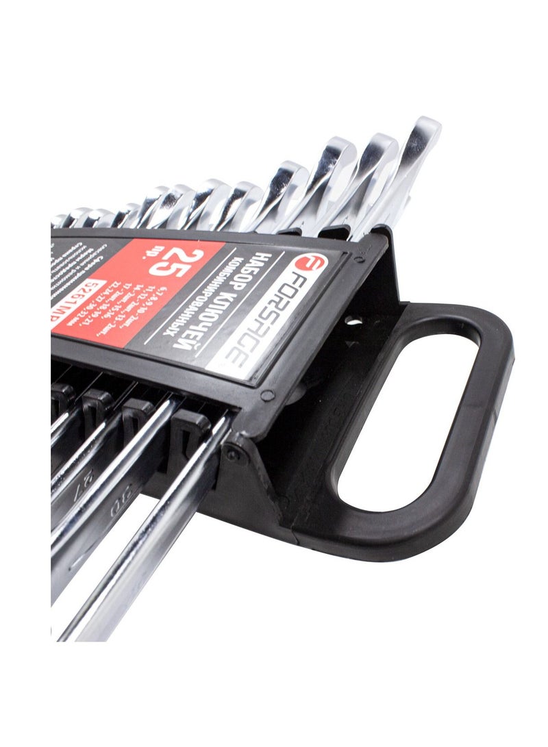 FORSAGE Set of Combination Wrenches 25pcs 6,7,8,9,10-2pcs,11,12-2pcs,13-2pcs,14-2pcs,15,16,17-2pcs,18,19,21,22,24,27,30,32mm in Plastic Holder - Image 2