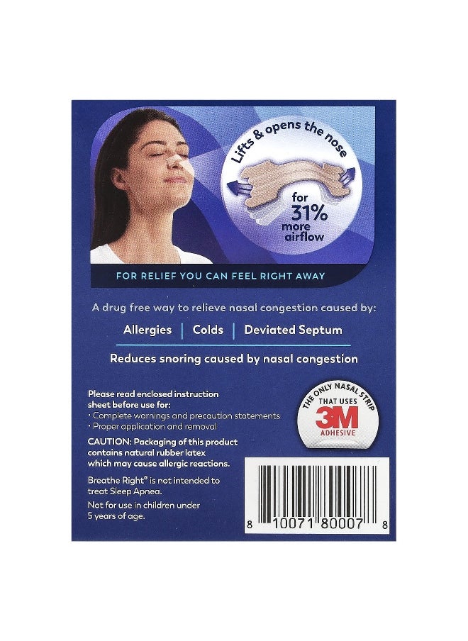 Breathe Right Breathe Right, Nasal Strips, Large, Tan, 30 Strips  - Image 2