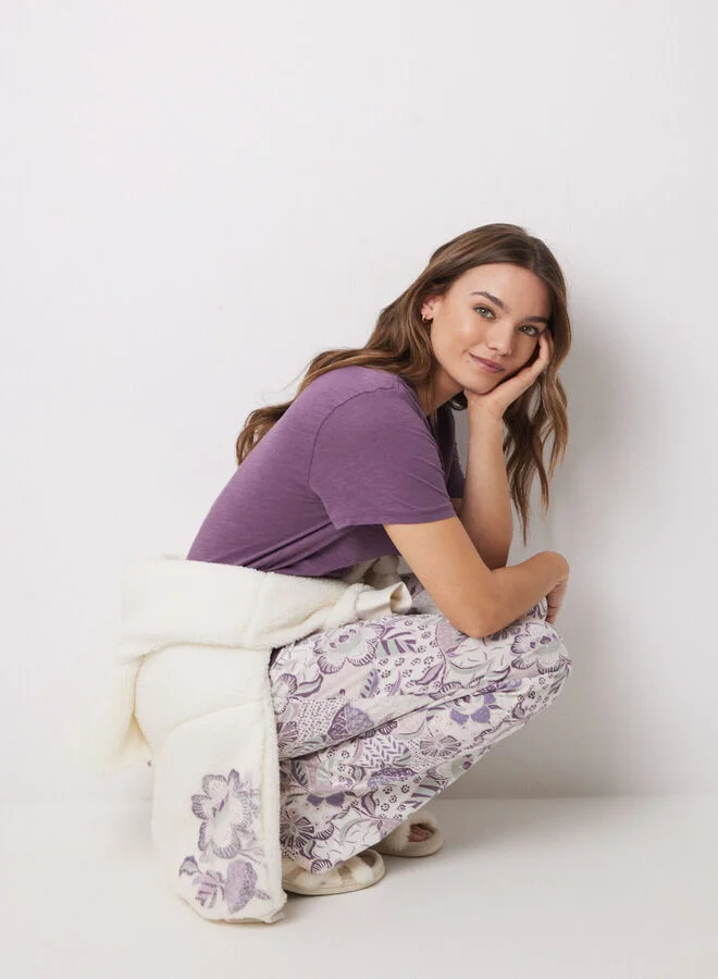 women'secret Purple 100% cotton short sleeve shirt