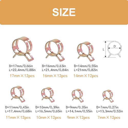 zDwfDc 84PCS 717mm Fuel Line Hose Clamps Spring Clamp Silicone Vacuum Wire Air Pipe Bushing Automotive Replacement Fastener Selection Kit DD006c - Image 3
