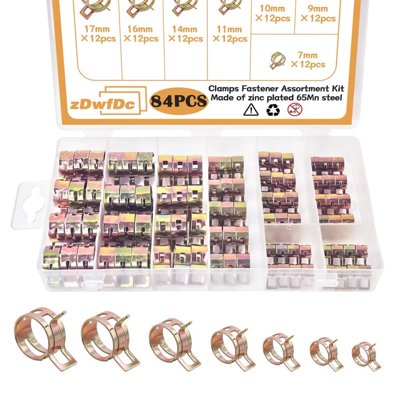 zDwfDc 84PCS 717mm Fuel Line Hose Clamps Spring Clamp Silicone Vacuum Wire Air Pipe Bushing Automotive Replacement Fastener Selection Kit DD006c - Image 2
