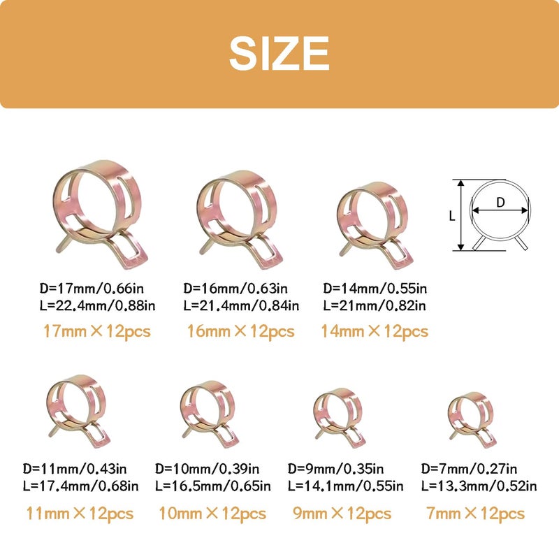 zDwfDc 84PCS 717mm Fuel Line Hose Clamps Spring Clamp Silicone Vacuum Wire Air Pipe Bushing Automotive Replacement Fastener Selection Kit DD006c - Image 4