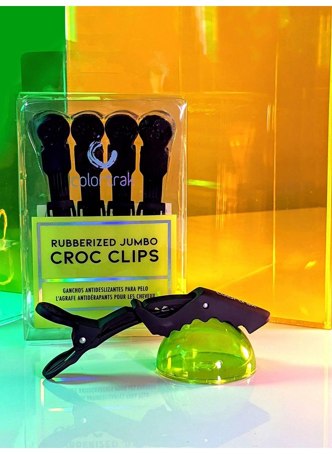 Colortrak - Rubberized Jumbo Croc Clips 4 Pack, Rubberized Finish Croc Clips To Prevent Slippage, Stain Resistant, Ergonomic Grip, Doublehinged Design, 5.3" Long - Image 1