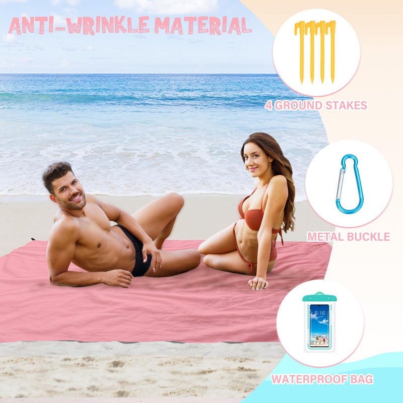 Aroveea Beach Blanket Waterproof Sandproof 1-7 Adult Oversized 78 '' Ã— 81 '' Lightweight Durable Compact Sand Free Beach Mat for Travel Camping Hiking Picnic Blanket Extra Large - Image 3